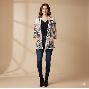 100% Viscose O'Neill Floral open front shirt or cardigan